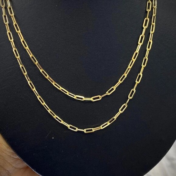 Women's Paper Clip Chain 14K GF Cadena Paper Clip Mujer Chocker Necklace Fashion - Picture 5 of 9